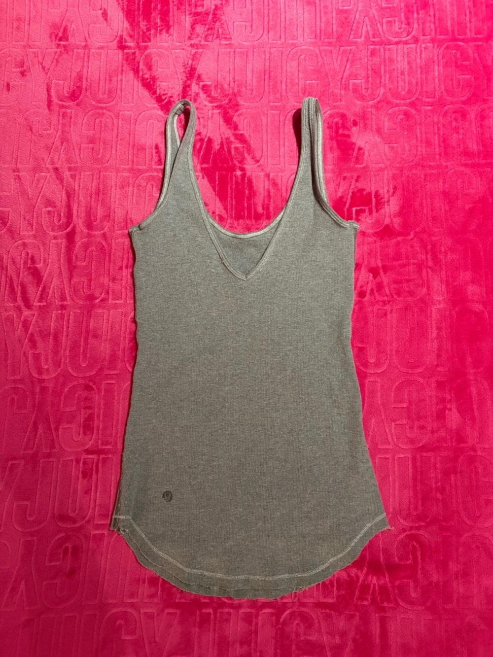 Lululemon Grey Ribbed Tank Top Raw Hem Yoga Basic